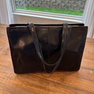 Hobo International Large Black Leather Laptop Tote Bag